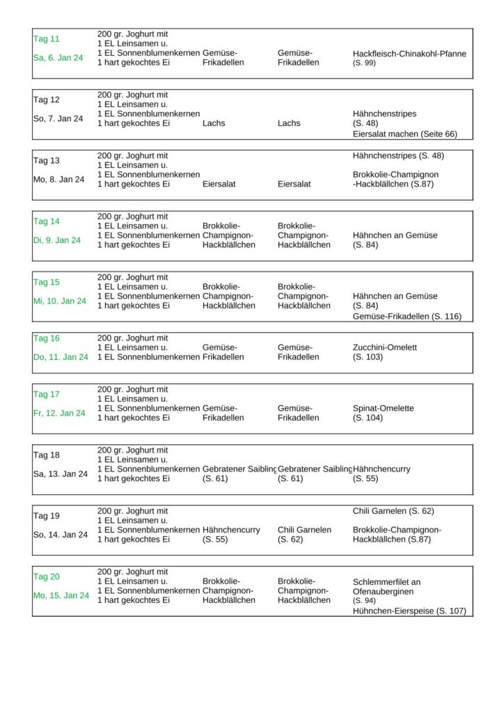 Cell Reset Speiseplan Seite 2
